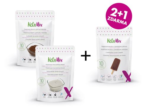 KetoMix Sladký balíček MIX 2+1 ZDARMA (čokoládový a stracciatellový dezert + čokoládová zmrzlina ZDARMA)