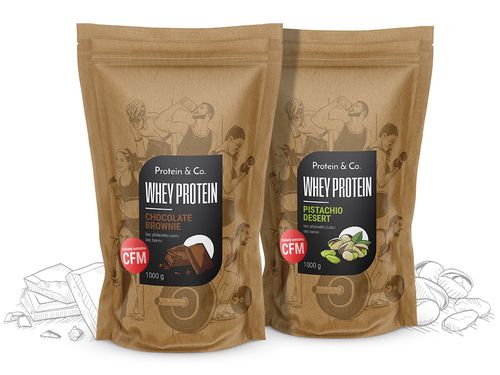 Protein&Co. CFM WHEY PROTEIN 80 2000 g ZVOL PŘÍCHUŤ 1: Biscuit cookie, ZVOL PŘÍCHUŤ 2: Vanilla dream