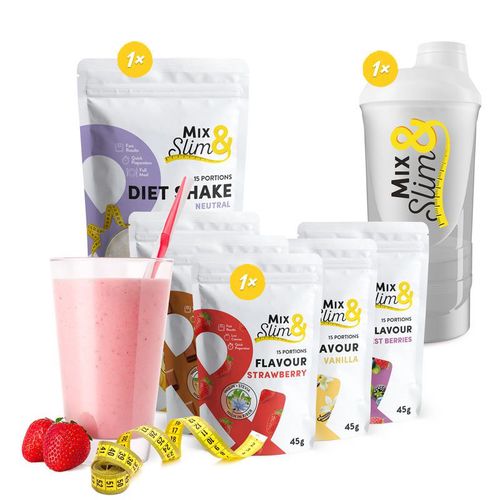 Mix Slim Dietní Koktejl + Příchuť + Shaker 15 porcí