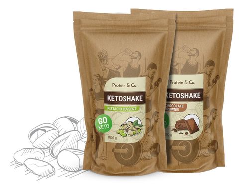 Protein&Co. Ketoshake – proteinový dietní koktejl 2 kg ZVOL PŘÍCHUŤ 1: Chocolate brownie, ZVOL PŘÍCHUŤ 2: Biscuit cookie