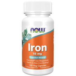 Now Iron Bisglycinate železo chelát Ferrochel 18 mg 120 rostlinných kapslí