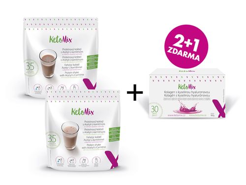 KetoMix Beauty balíček MIX 2+1 ZDARMA (koktejl s Acetyl-L-karnitinem + kolagen ZDARMA)
