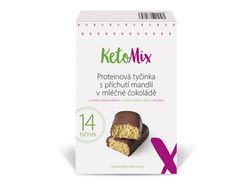 KetoMix Proteinové tyčinky s příchutí mandlí v mléčné čokoládě