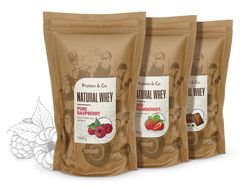 Protein&Co. NATURAL WHEY – prémiový protein bez chemie 2 kg Příchuť 1: Dried strawberries, Příchuť 2: Pure raspberry