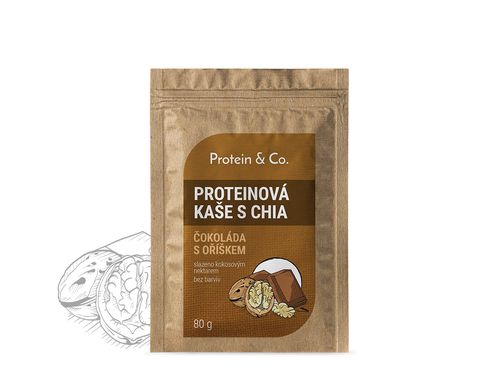 Protein&Co. Proteinové kaše s chia 80 g – 4 příchutě Příchuť 1: čokoláda s vlašským ořechem, Váha: 80 g