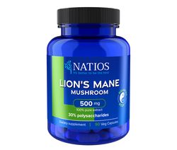 NATIOS Lion's Mane Extract, 500 mg, 30% polysaccharides, 90 veganských kapslí