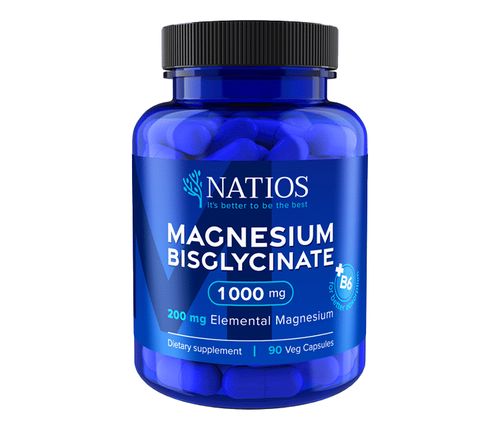 Natios Magnesium Bisglycinate 1000 mg + B6 90 veg. kapslí elem. hořčík 200 mg