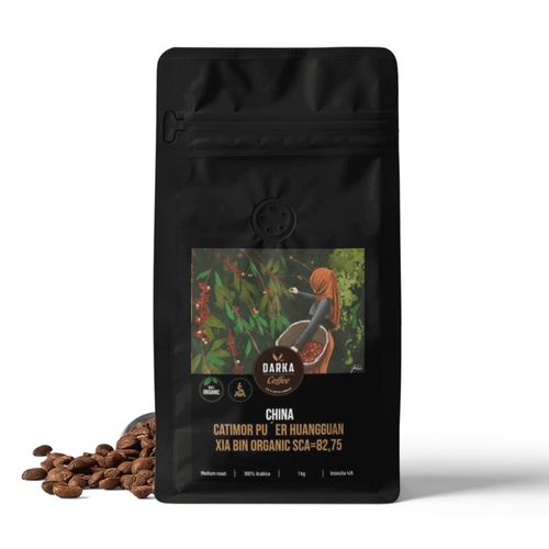 China Catimor Pu´Er Huangguan Xia Bin Organic - zrnková káva  SCA 82,75