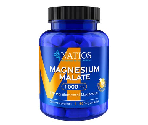 Natios Magnesium Malate 1000 mg + B6 90 veg. kapslí elem. hořčík 170 mg