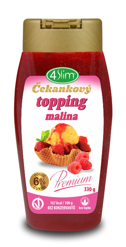 4slim Čekankový topping ovocný 330 g - malina