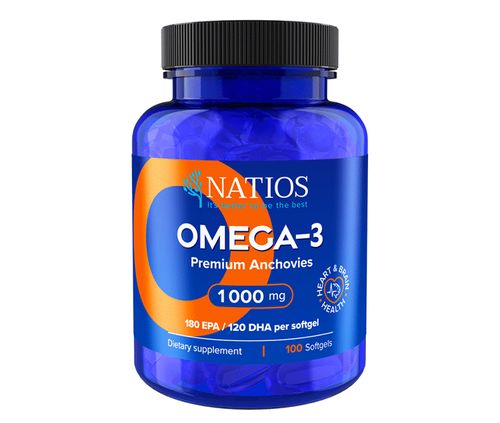 NATIOS Omega-3 Premium Anchovies, 1000 mg, 100 softgel kapslí