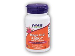 NOW Foods Mega D3&MK-7 + Vitamín D3 5000IU + K2 60cps